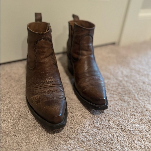 Lucchese Brown Leather Ankle Booties - Picture 2 of 6